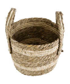 Alternative view of GloboStar® Artificial Garden NAXOS 20332 Διακοσμητικό Πλεκτό Καλάθι - Κασπώ Γλάστρα - Flower Pot Μπεζ με Καφέ Φ25cm x Υ20cm