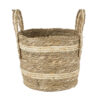 GloboStar® GloboStar® Artificial Garden NAXOS 20333 Διακοσμητικό Πλεκτό Καλάθι - Κασπώ Γλάστρα - Flower Pot Μπεζ με Καφέ Φ30cm x Υ26cm