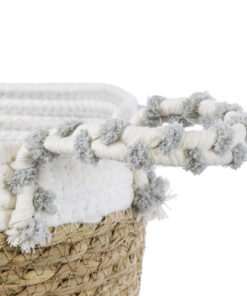 GloboStar® Artificial Garden SARDINIA 20335 ΣΕΤ 3 Διακοσμητικά Πλεκτά Καλάθια - Κασπώ Γλάστρες - Flower Pots Μπεζ με Μακραμέ A:Φ25cm x Υ20cm B:Φ30cm x Υ27cm C:Φ35cm x Υ30cm 39 20335 17