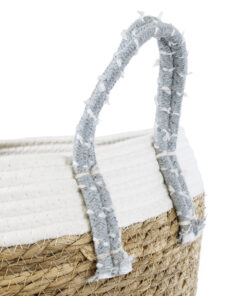 GloboStar® Artificial Garden SARDINIA 20335 ΣΕΤ 3 Διακοσμητικά Πλεκτά Καλάθια - Κασπώ Γλάστρες - Flower Pots Μπεζ με Μακραμέ A:Φ25cm x Υ20cm B:Φ30cm x Υ27cm C:Φ35cm x Υ30cm 29 20335 7