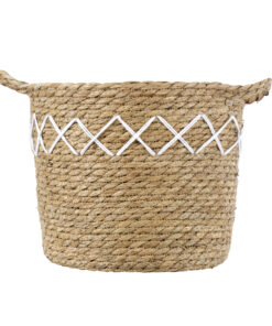 GloboStar® Artificial Garden ZAKYNTHOS 20336 ΣΕΤ 3 Διακοσμητικά Πλεκτά Καλάθια - Κασπώ Γλάστρες - Flower Pots Μπεζ με Μακραμέ A:Φ24cm x Υ20cm B:Φ28cm x Υ24cm C:Φ32cm x Υ28cm 33 20336 11