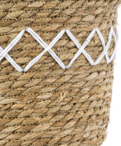 GloboStar® Artificial Garden ZAKYNTHOS 20336 ΣΕΤ 3 Διακοσμητικά Πλεκτά Καλάθια - Κασπώ Γλάστρες - Flower Pots Μπεζ με Μακραμέ A:Φ24cm x Υ20cm B:Φ28cm x Υ24cm C:Φ32cm x Υ28cm 35 20336 13