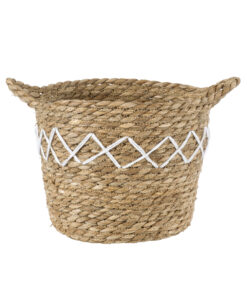 GloboStar® Artificial Garden ZAKYNTHOS 20336 ΣΕΤ 3 Διακοσμητικά Πλεκτά Καλάθια - Κασπώ Γλάστρες - Flower Pots Μπεζ με Μακραμέ A:Φ24cm x Υ20cm B:Φ28cm x Υ24cm C:Φ32cm x Υ28cm 36 20336 14