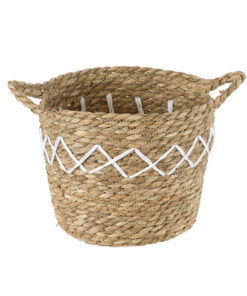 GloboStar® Artificial Garden ZAKYNTHOS 20336 ΣΕΤ 3 Διακοσμητικά Πλεκτά Καλάθια - Κασπώ Γλάστρες - Flower Pots Μπεζ με Μακραμέ A:Φ24cm x Υ20cm B:Φ28cm x Υ24cm C:Φ32cm x Υ28cm 37 20336 15