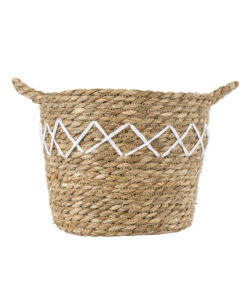 GloboStar® Artificial Garden ZAKYNTHOS 20336 ΣΕΤ 3 Διακοσμητικά Πλεκτά Καλάθια - Κασπώ Γλάστρες - Flower Pots Μπεζ με Μακραμέ A:Φ24cm x Υ20cm B:Φ28cm x Υ24cm C:Φ32cm x Υ28cm 38 20336 16