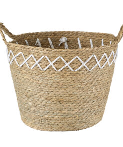 GloboStar® Artificial Garden ZAKYNTHOS 20336 ΣΕΤ 3 Διακοσμητικά Πλεκτά Καλάθια - Κασπώ Γλάστρες - Flower Pots Μπεζ με Μακραμέ A:Φ24cm x Υ20cm B:Φ28cm x Υ24cm C:Φ32cm x Υ28cm 26 20336 4