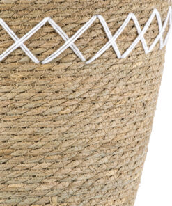 GloboStar® Artificial Garden ZAKYNTHOS 20336 ΣΕΤ 3 Διακοσμητικά Πλεκτά Καλάθια - Κασπώ Γλάστρες - Flower Pots Μπεζ με Μακραμέ A:Φ24cm x Υ20cm B:Φ28cm x Υ24cm C:Φ32cm x Υ28cm 30 20336 8