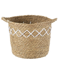 GloboStar® Artificial Garden ZAKYNTHOS 20336 ΣΕΤ 3 Διακοσμητικά Πλεκτά Καλάθια - Κασπώ Γλάστρες - Flower Pots Μπεζ με Μακραμέ A:Φ24cm x Υ20cm B:Φ28cm x Υ24cm C:Φ32cm x Υ28cm 31 20336 9