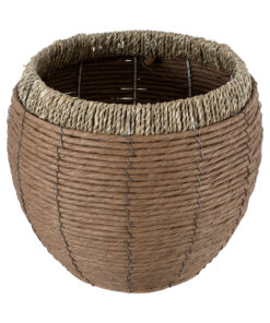 Alternative view of GloboStar® Artificial Garden AMORGOS 20337 Διακοσμητικό Πλεκτό Καλάθι - Κασπώ Γλάστρα - Flower Pot Μπεζ με Καφέ Φ25cm x Υ21cm