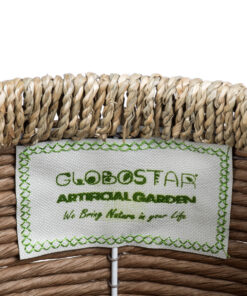 GloboStar® Artificial Garden AMORGOS 20337 Διακοσμητικό Πλεκτό Καλάθι - Κασπώ Γλάστρα - Flower Pot Μπεζ με Καφέ Φ25cm x Υ21cm 14 20337 6