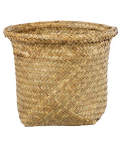 GloboStar® GloboStar® Artificial Garden CECILIA 20342 Διακοσμητικό Ψάθινο Καλάθι - Κασπώ Γλάστρα - Flower Pot Μπεζ Φ24cm x Υ24cm