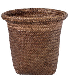 GloboStar® GloboStar® Artificial Garden SKIATHOS 20345 Διακοσμητικό Ψάθινο Καλάθι - Κασπώ Γλάστρα - Flower Pot Καφέ Φ24cm x Υ24cm