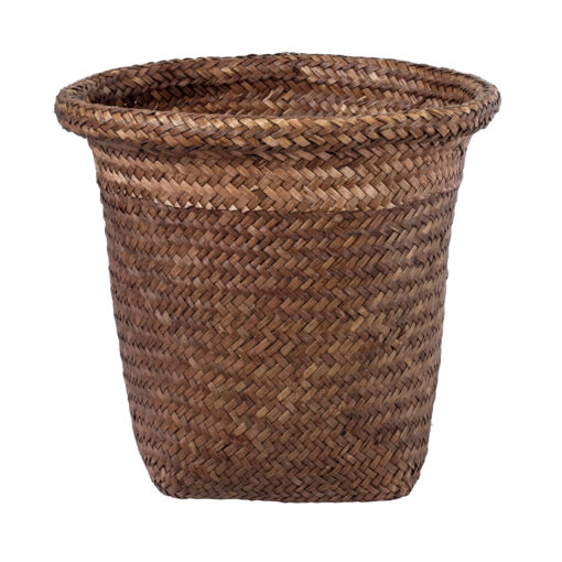 GloboStar® GloboStar® Artificial Garden SKIATHOS 20345 Διακοσμητικό Ψάθινο Καλάθι - Κασπώ Γλάστρα - Flower Pot Καφέ Φ24cm x Υ24cm