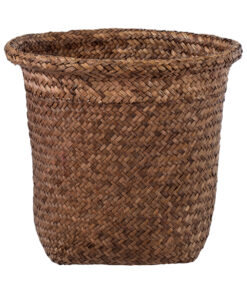 GloboStar® GloboStar® Artificial Garden SKIATHOS 20346 Διακοσμητικό Ψάθινο Καλάθι - Κασπώ Γλάστρα - Flower Pot Καφέ Φ26cm x Υ26cm