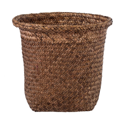 GloboStar® GloboStar® Artificial Garden SKIATHOS 20346 Διακοσμητικό Ψάθινο Καλάθι - Κασπώ Γλάστρα - Flower Pot Καφέ Φ26cm x Υ26cm
