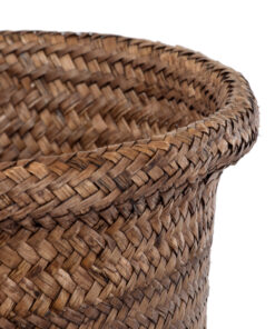 GloboStar® Artificial Garden SKIATHOS 20347 Διακοσμητικό Ψάθινο Καλάθι - Κασπώ Γλάστρα - Flower Pot Καφέ Φ30cm x Υ30cm 13 20347 5
