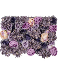 GloboStar® GloboStar® Artificial Garden ROSES STORY 20352 Τεχνητό Διακοσμητικό Πάνελ Λουλουδιών - Κάθετος Κήπος σύνθεση Μωβ & Ροζ Τριαντάφυλλα Μ40 x Π60 x Υ8cm