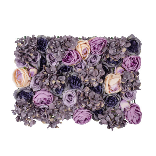 GloboStar® GloboStar® Artificial Garden ROSES STORY 20352 Τεχνητό Διακοσμητικό Πάνελ Λουλουδιών - Κάθετος Κήπος σύνθεση Μωβ & Ροζ Τριαντάφυλλα Μ40 x Π60 x Υ8cm