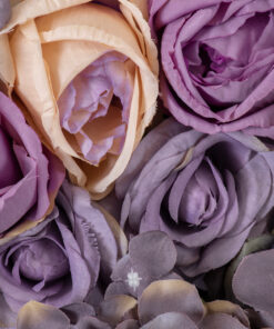 GloboStar® Artificial Garden ROSES STORY 20352 Τεχνητό Διακοσμητικό Πάνελ Λουλουδιών - Κάθετος Κήπος σύνθεση Μωβ & Ροζ Τριαντάφυλλα Μ40 x Π60 x Υ8cm 13 20352 6