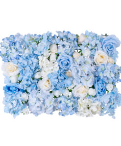 GloboStar® GloboStar® Artificial Garden ROSES STORY 20353 Τεχνητό Διακοσμητικό Πάνελ Λουλουδιών - Κάθετος Κήπος σύνθεση Μπλε & Μπεζ Τριαντάφυλλα Μ40 x Π60 x Υ10cm