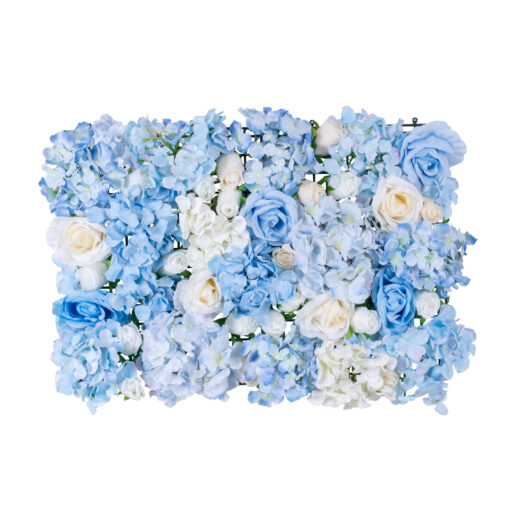 GloboStar® GloboStar® Artificial Garden ROSES STORY 20353 Τεχνητό Διακοσμητικό Πάνελ Λουλουδιών - Κάθετος Κήπος σύνθεση Μπλε & Μπεζ Τριαντάφυλλα Μ40 x Π60 x Υ10cm