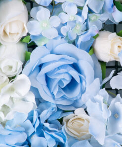 GloboStar® Artificial Garden ROSES STORY 20353 Τεχνητό Διακοσμητικό Πάνελ Λουλουδιών - Κάθετος Κήπος σύνθεση Μπλε & Μπεζ Τριαντάφυλλα Μ40 x Π60 x Υ10cm 12 20353 6