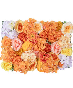 GloboStar® GloboStar® Artificial Garden ROSES STORY 20354 Τεχνητό Διακοσμητικό Πάνελ Λουλουδιών - Κάθετος Κήπος σύνθεση Πορτοκαλί & Ροζ Τριαντάφυλλα Μ40 x Π60 x Υ12cm