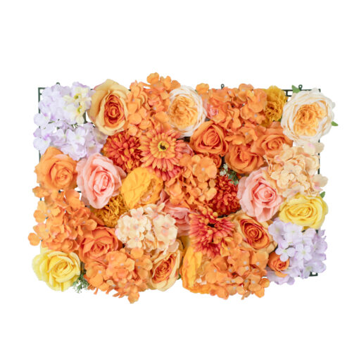 GloboStar® GloboStar® Artificial Garden ROSES STORY 20354 Τεχνητό Διακοσμητικό Πάνελ Λουλουδιών - Κάθετος Κήπος σύνθεση Πορτοκαλί & Ροζ Τριαντάφυλλα Μ40 x Π60 x Υ12cm