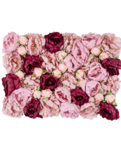 GloboStar® GloboStar® Artificial Garden ROSES STORY 20355 Τεχνητό Διακοσμητικό Πάνελ Λουλουδιών - Κάθετος Κήπος σύνθεση Ροζ & Βυσσινί Τριαντάφυλλα Μ40 x Π60 x Υ8cm