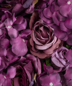 GloboStar® Artificial Garden ROSES STORY 20356 Τεχνητό Διακοσμητικό Πάνελ Λουλουδιών - Κάθετος Κήπος σύνθεση Φουξ & Βυσσινί Τριαντάφυλλα Μ40 x Π60 x Υ10cm 12 20356 6