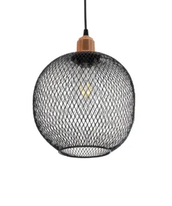 GloboStar® GLOBOSTAR® WIRE 203-0004 Μοντέρνο Κρεμαστό Φωτιστικό Οροφής με Ντουί 1 x E27 AC 220-240V IP20 - Μαύρο & Χάλκινο - Μ25 x Π25 x Υ30cm