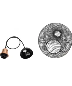 GLOBOSTAR® WIRE 203-0004 Μοντέρνο Κρεμαστό Φωτιστικό Οροφής με Ντουί 1 x E27 AC 220-240V IP20 - Μαύρο & Χάλκινο - Μ25 x Π25 x Υ30cm 21 203 0004 10