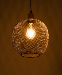 Alternative view of GLOBOSTAR® WIRE 203-0004 Μοντέρνο Κρεμαστό Φωτιστικό Οροφής με Ντουί 1 x E27 AC 220-240V IP20 - Μαύρο & Χάλκινο - Μ25 x Π25 x Υ30cm