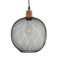 GLOBOSTAR® WIRE 203-0004 Μοντέρνο Κρεμαστό Φωτιστικό Οροφής με Ντουί 1 x E27 AC 220-240V IP20 - Μαύρο & Χάλκινο - Μ25 x Π25 x Υ30cm 15 203 0004 4