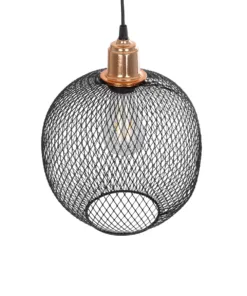 GLOBOSTAR® WIRE 203-0004 Μοντέρνο Κρεμαστό Φωτιστικό Οροφής με Ντουί 1 x E27 AC 220-240V IP20 - Μαύρο & Χάλκινο - Μ25 x Π25 x Υ30cm 17 203 0004 6