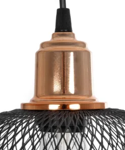 GLOBOSTAR® WIRE 203-0004 Μοντέρνο Κρεμαστό Φωτιστικό Οροφής με Ντουί 1 x E27 AC 220-240V IP20 - Μαύρο & Χάλκινο - Μ25 x Π25 x Υ30cm 18 203 0004 7