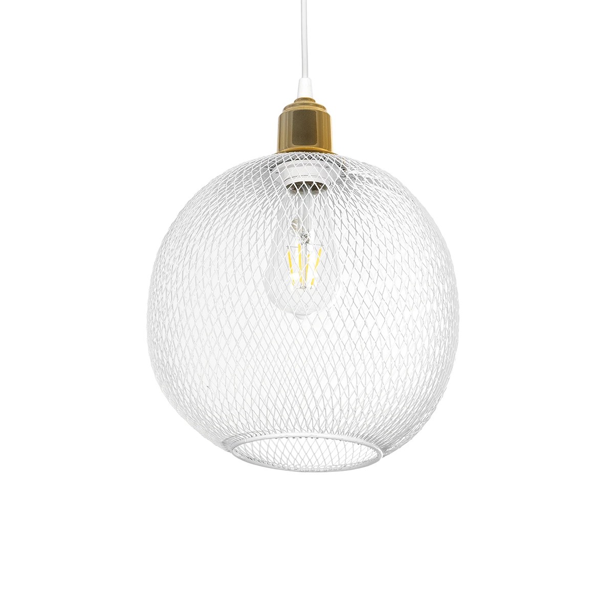 GLOBOSTAR® WIRE 203-0005 Μοντέρνο Κρεμαστό Φωτιστικό Οροφής με Ντουί 1 x E27 AC 220-240V IP20 - Λευκό & Χρυσό - Μ25 x Π25 x Υ30cm 2 GloboStar® GLOBOSTAR® WIRE 203-0005 Μοντέρνο Κρεμαστό Φωτιστικό Οροφής με Ντουί 1 x E27 AC 220-240V IP20 - Λευκό & Χρυσό - Μ25 x Π25 x Υ30cm