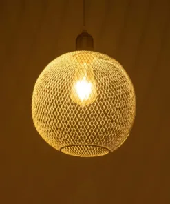 Alternative view of GLOBOSTAR® WIRE 203-0005 Μοντέρνο Κρεμαστό Φωτιστικό Οροφής με Ντουί 1 x E27 AC 220-240V IP20 - Λευκό & Χρυσό - Μ25 x Π25 x Υ30cm