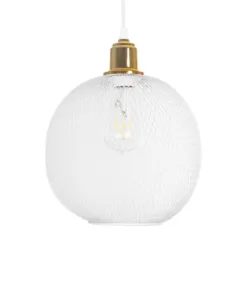 GLOBOSTAR® WIRE 203-0005 Μοντέρνο Κρεμαστό Φωτιστικό Οροφής με Ντουί 1 x E27 AC 220-240V IP20 - Λευκό & Χρυσό - Μ25 x Π25 x Υ30cm 15 203 0005 4