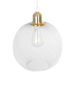 GLOBOSTAR® WIRE 203-0005 Μοντέρνο Κρεμαστό Φωτιστικό Οροφής με Ντουί 1 x E27 AC 220-240V IP20 - Λευκό & Χρυσό - Μ25 x Π25 x Υ30cm 17 203 0005 6