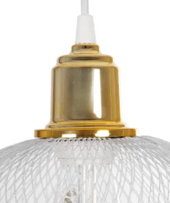 GLOBOSTAR® WIRE 203-0005 Μοντέρνο Κρεμαστό Φωτιστικό Οροφής με Ντουί 1 x E27 AC 220-240V IP20 - Λευκό & Χρυσό - Μ25 x Π25 x Υ30cm 18 203 0005 7