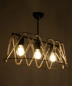 GLOBOSTAR® GATSBY 203-0006 Vintage Κρεμαστό Φωτιστικό Οροφής με Ντουί 3 x E27 AC 220-240V IP20 - Μαύρο & Μπεζ - Μ60 x Π28 x Υ22cm 11 203 0006 2