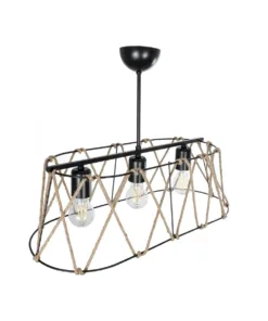 GLOBOSTAR® GATSBY 203-0006 Vintage Κρεμαστό Φωτιστικό Οροφής με Ντουί 3 x E27 AC 220-240V IP20 - Μαύρο & Μπεζ - Μ60 x Π28 x Υ22cm 14 203 0006 5