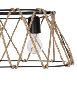 GLOBOSTAR® GATSBY 203-0006 Vintage Κρεμαστό Φωτιστικό Οροφής με Ντουί 3 x E27 AC 220-240V IP20 - Μαύρο & Μπεζ - Μ60 x Π28 x Υ22cm 15 203 0006 6