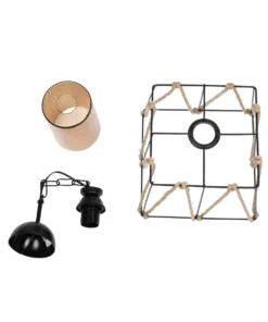 GLOBOSTAR® GATSBY 203-0007 Vintage Κρεμαστό Φωτιστικό Οροφής με Ντουί 1 x E27 AC 220-240V IP20 - Μαύρο, Μπεζ & Μελί - Μ25 x Π25 x Υ25cm 19 203 0007 10