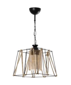 GLOBOSTAR® GATSBY 203-0007 Vintage Κρεμαστό Φωτιστικό Οροφής με Ντουί 1 x E27 AC 220-240V IP20 - Μαύρο, Μπεζ & Μελί - Μ25 x Π25 x Υ25cm 13 203 0007 3