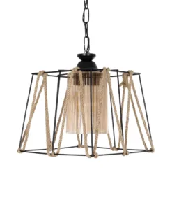 GLOBOSTAR® GATSBY 203-0007 Vintage Κρεμαστό Φωτιστικό Οροφής με Ντουί 1 x E27 AC 220-240V IP20 - Μαύρο, Μπεζ & Μελί - Μ25 x Π25 x Υ25cm 14 203 0007 4