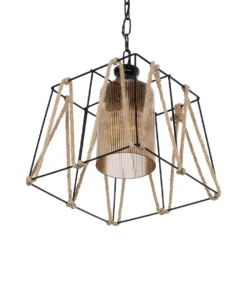 GLOBOSTAR® GATSBY 203-0007 Vintage Κρεμαστό Φωτιστικό Οροφής με Ντουί 1 x E27 AC 220-240V IP20 - Μαύρο, Μπεζ & Μελί - Μ25 x Π25 x Υ25cm 15 203 0007 5