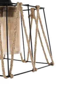 GLOBOSTAR® GATSBY 203-0007 Vintage Κρεμαστό Φωτιστικό Οροφής με Ντουί 1 x E27 AC 220-240V IP20 - Μαύρο, Μπεζ & Μελί - Μ25 x Π25 x Υ25cm 17 203 0007 7