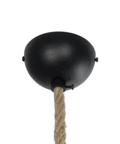 GLOBOSTAR® TALAH 203-0009 Vintage Κρεμαστό Φωτιστικό Οροφής με Ντουί 1 x E27 AC 220-240V IP20 - Μαύρο & Μπεζ - Μ15.5 x Π15.5 x Υ30cm 19 203 0009 9